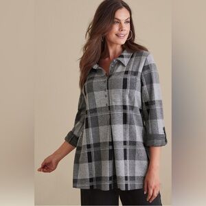 Soft Surroundings Mad about Plaid Shirt Size M